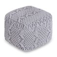 thumbnail image 2 of Loft Lyfe Goldie Cotton Yarn Ottoman, Hand Knitted, Light Grey, 2 of 6