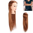 thumbnail image 3 of Cabeza De Maniquí De Peluquería, Buena Sensación Al Tacto, Cabello Largo Y Castaño Claro, Cabeza De Entrenamiento Para Peinado Para Peluquería, Trenza, Corte, Tinte, 3 of 7