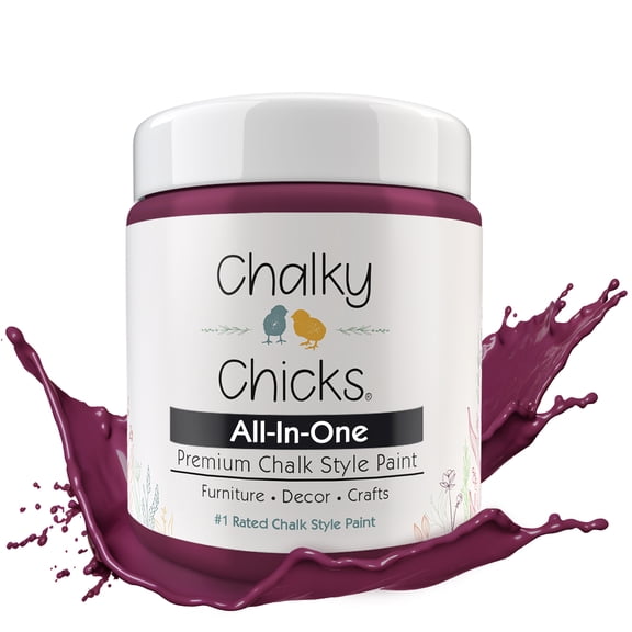 Chalky Chicks 4 Fl Oz Matte Logan Berry (Plum) Chalk Paint for Furniture Without Sanding - No Prep Furniture Paint No Sanding All in One for Crafts, Wood, Walls, Cabinet, Metal, Dresser, Farmhouse