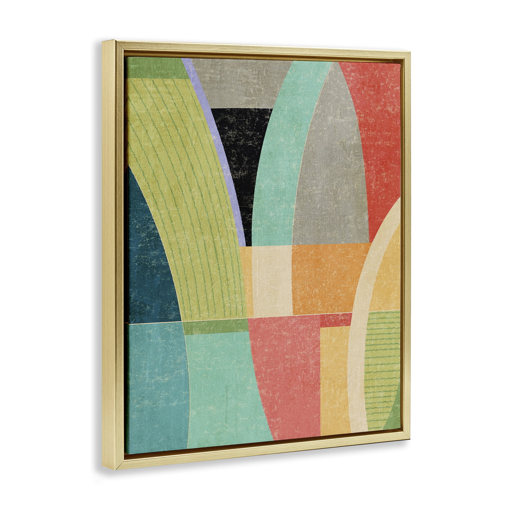 Stupell Industries Retro Geometric Archways Gold Framed Floater Canvas Wall Art, design by Suzanne Nicoll