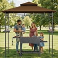 thumbnail image 5 of Aiho 8 x 5 FT Grill Gazebo, Outdoor BBQ Canopy Shelter with 2 Side Shelves & Multiple Hooks - Dark Brown, 5 of 9