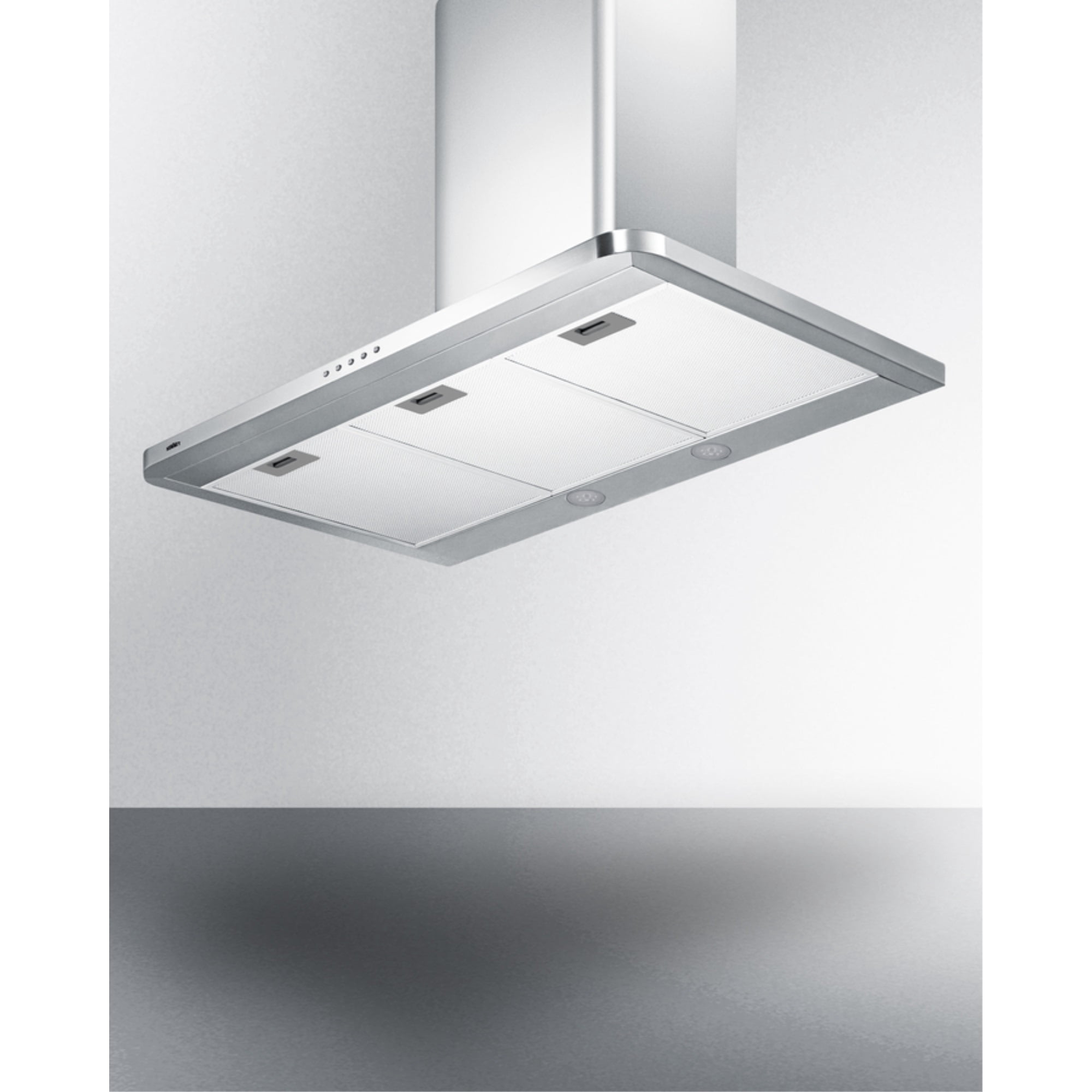 36" wide European style convertible wall-mount range hood in stainless steel