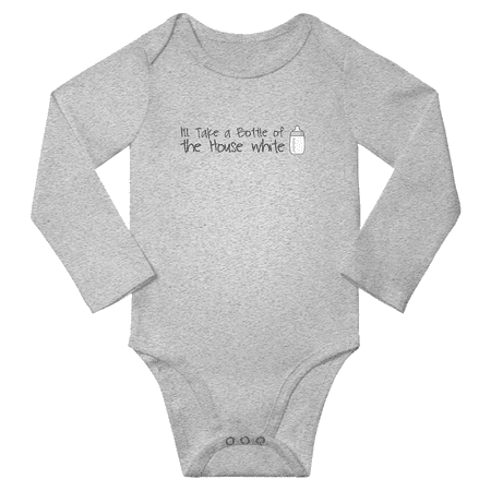 

I ll Take a Bottle of The House White Cute Baby Long Sleeve Romper for Boy Girl (Gray 6-12M)