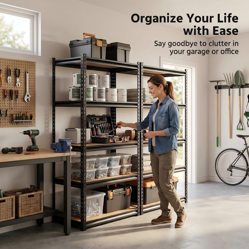 3-Tier Heavy Duty Storage Shelf, Adjustable Metal Shelving Unit with MDF Board, Boltless Tool-Free Assembly Utility Rack for Kitchen, Pantry, Small Spaces, 450 LBS Capacity, Black