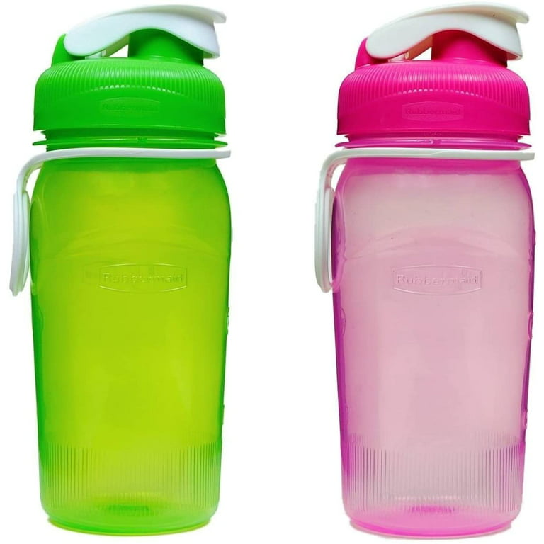 Rubbermaid 24 oz Blue and Purple Plastic Water Bottle with Wide Mouth Lid  (2 Pack) 