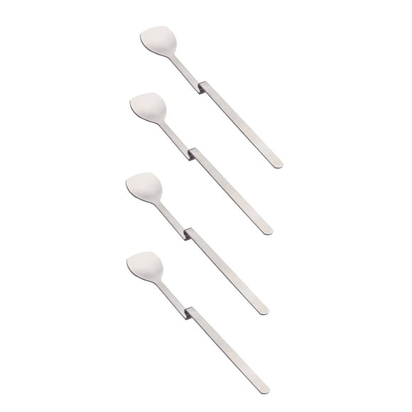 i Kito Espresso Spoon Silver Long Unique Set of 4, Mixing Spoon Set, 7.5inch Coffee Spoon Set 4
