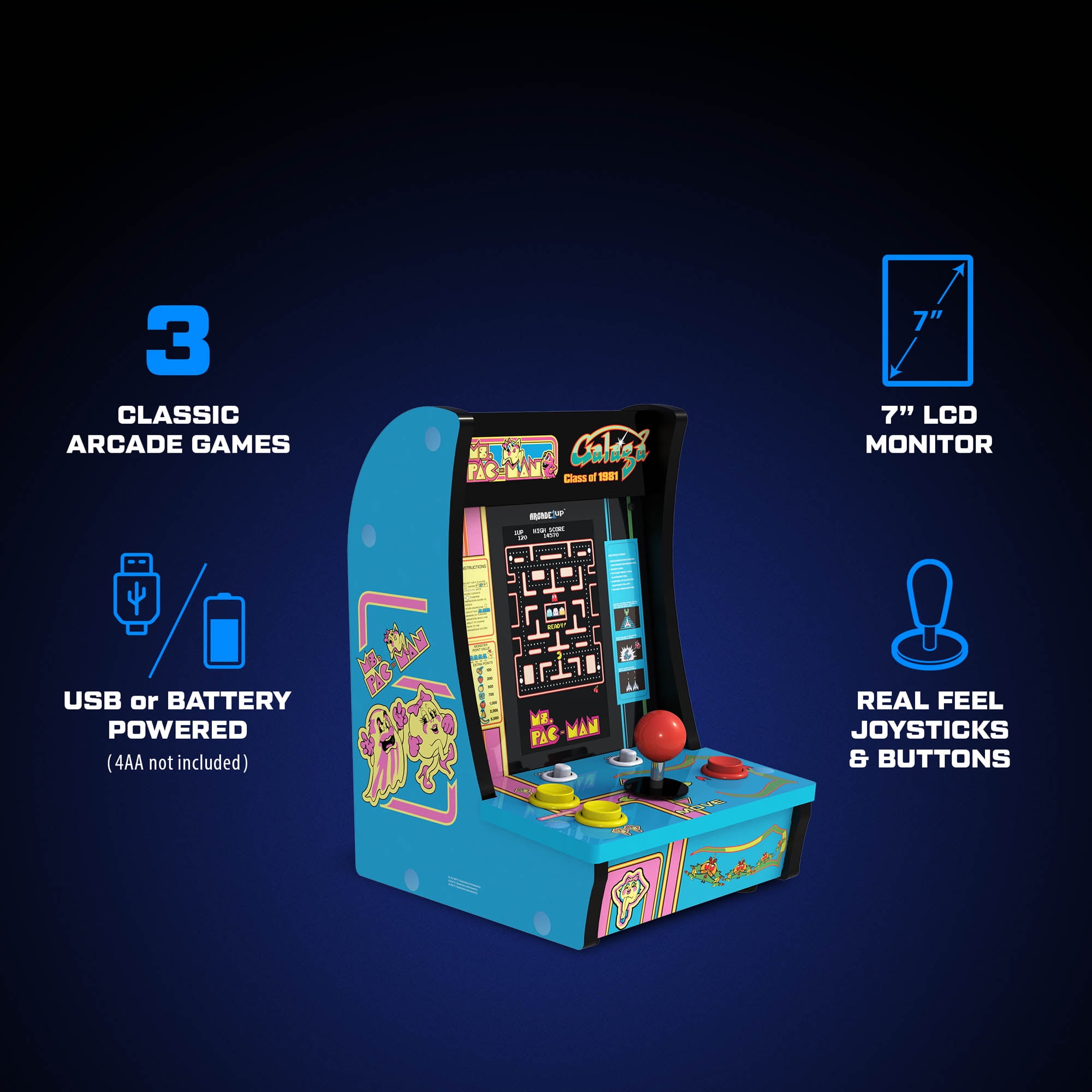 Arcade1Up Class of '81 Ms. PAC-MAN / GALAGA Countercade – 3