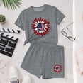 thumbnail image 6 of Freshbabe Kids Girls 4th of July Outfit, American Flag Floral Print Crew Neck T-Shirt and Drawstring Shorts Set, Patriotic Summer Vacation Outfits, 6 of 6