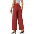 thumbnail image 3 of INSPIRE CHIC Women's Wide Leg Pants Drawsting Elastic High Waist Boho Palazzo Pant with Pockets XS Dark Red, 3 of 6