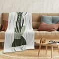 thumbnail image 5 of Abstract Modern Throw Blanket Sage Green Minimalist Mid Century Sun Boho Leaves Aesthetic Soft Warm Bed Bedding Women Blankets for Couch Bedroom Sofa Office Flannel Blanket Gifts 30"x40", 5 of 6