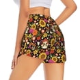 thumbnail image 3 of Vsdgher Sunflowers Mushrooms Print Women's Running Double Layer Shorts High Waisted with Pockets Elastic Yoga Workout Athletic Gym Sports, 3 of 8