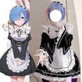 thumbnail image 2 of Anime Ram Rem disfraz de sirvienta Lolita Cosplay Vestido Re:zero Kara Hajimeru Isekai Seikatsu disfraces de Halloween para mujeres Vestido Loli, 2 of 5