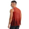 thumbnail image 2 of Oyolan Gilet de Cowboy pour Hommes Gothique Steampunk en Cuir Suédé Veste Ouverte devant à Franges Rouge A L, 2 of 6