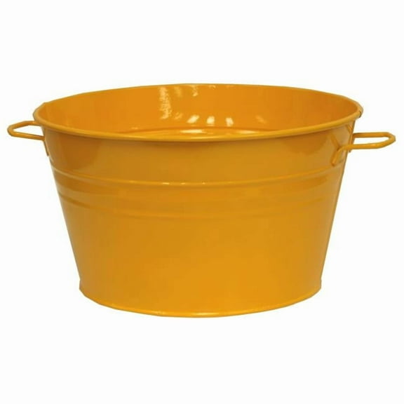 Houston International Trading 6085E SAFF 6085E SAFF Enameled Galvanized Steel Planter / Tub, Saffron
