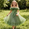 thumbnail image 5 of ITSAME Girls Formal Dress Sequin Embroidery Tiered Ruffle Puffy Tulle Wedding Birthday Pageant Gown Green Size 7-8, 5 of 6