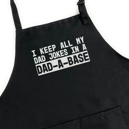 

GuyAprons I Keep All My Dad Jokes In A Dad-a-base Apron Funny Apron for Men BBQ Grill Apron Funny Apron for Dad