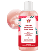 WildOak AHA BHA Exfoliating Body Wash | Salicylic, Mandelic, Glycolic Acid & Probiotics | Shower Gel | Body Acne, Strawberry Skin, Ingrown Hair & Uneven Texture | Non-Drying Formula | 10.14 fl oz