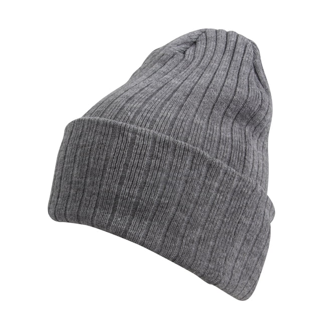 Top Headwear Cable Knit Long Winter Beanie - Grey