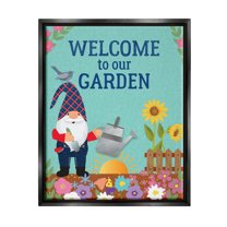 Welcome To Our Garden Phrase Fairy Tales & Fantasy Graphic Art Jet Black Framed Art Print Wall Art