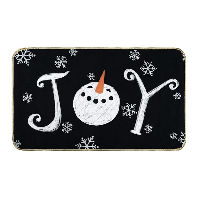 Anydesign Felpudo Navideño Felpudo Blanco Y Negro Con Muñeco De Nieve Y Copos De Nieve Con Base Antideslizante De Goma Felpudo Decorativo Navideño Para Interior Y Exterior, Cocina Y Dormitorio
