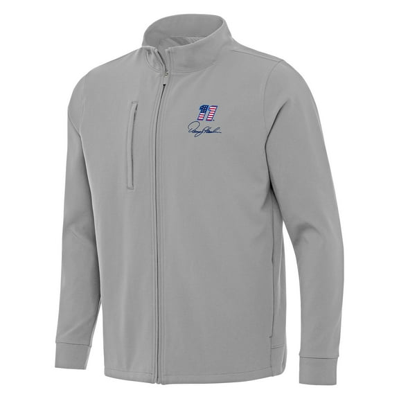 Men's Antigua Gray Denny Hamlin Regard Full-Zip Jacket