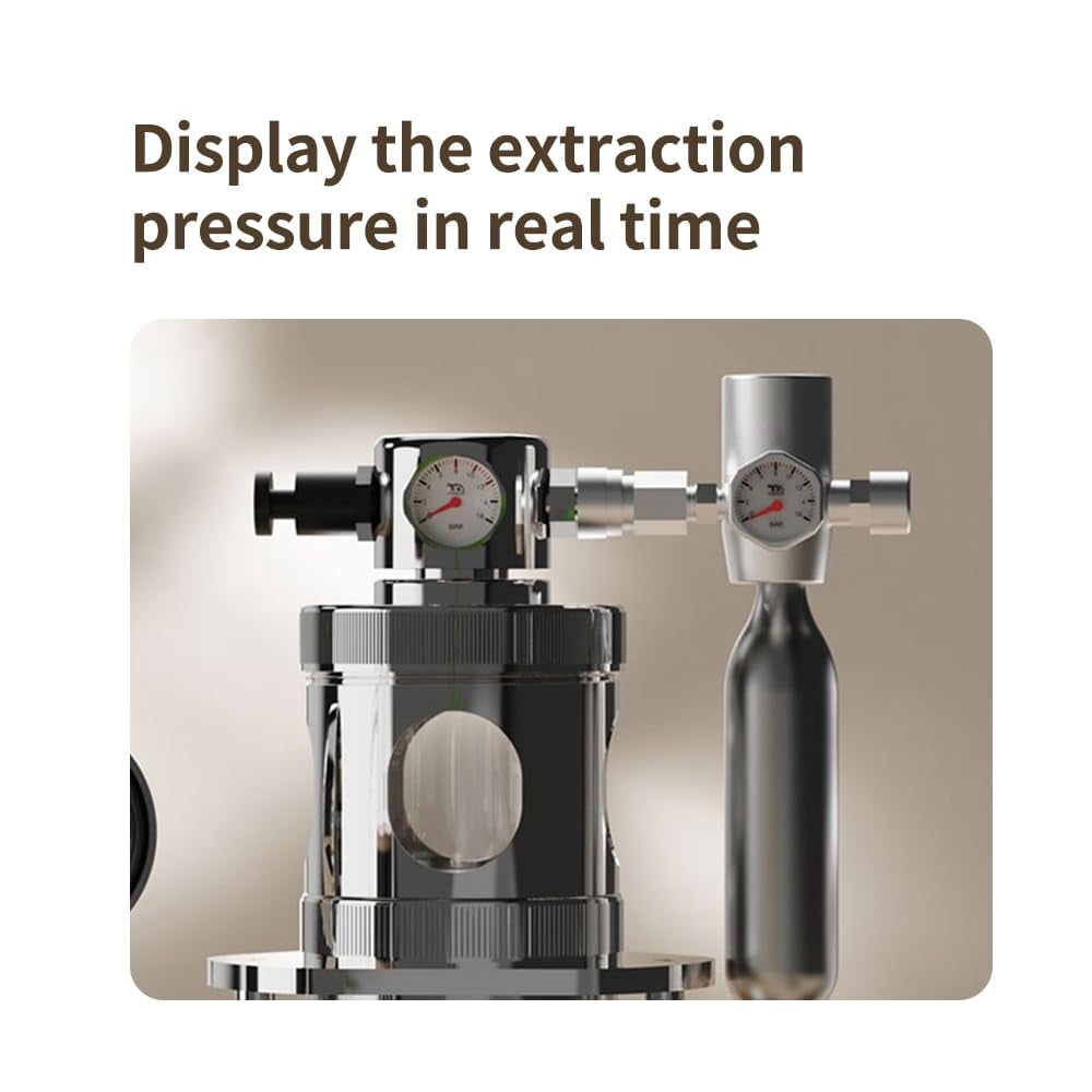 Portable Pneumatic Coffee Machine, Manual Air Pressure Espresso Maker, Compact for Camping Travel & Home Use, with Pressure Gauge, 58mm Portafilter