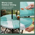 thumbnail image 5 of Round Outdoor Tablecloth with Umbrella Hole and Zipper, Green Geometric Tablecloth with Elastic Waterproof, Watercolor Ombre Modern Abstract Art Patio Table Covers for 55" - 60" Picnic Pool Tables, 5 of 9
