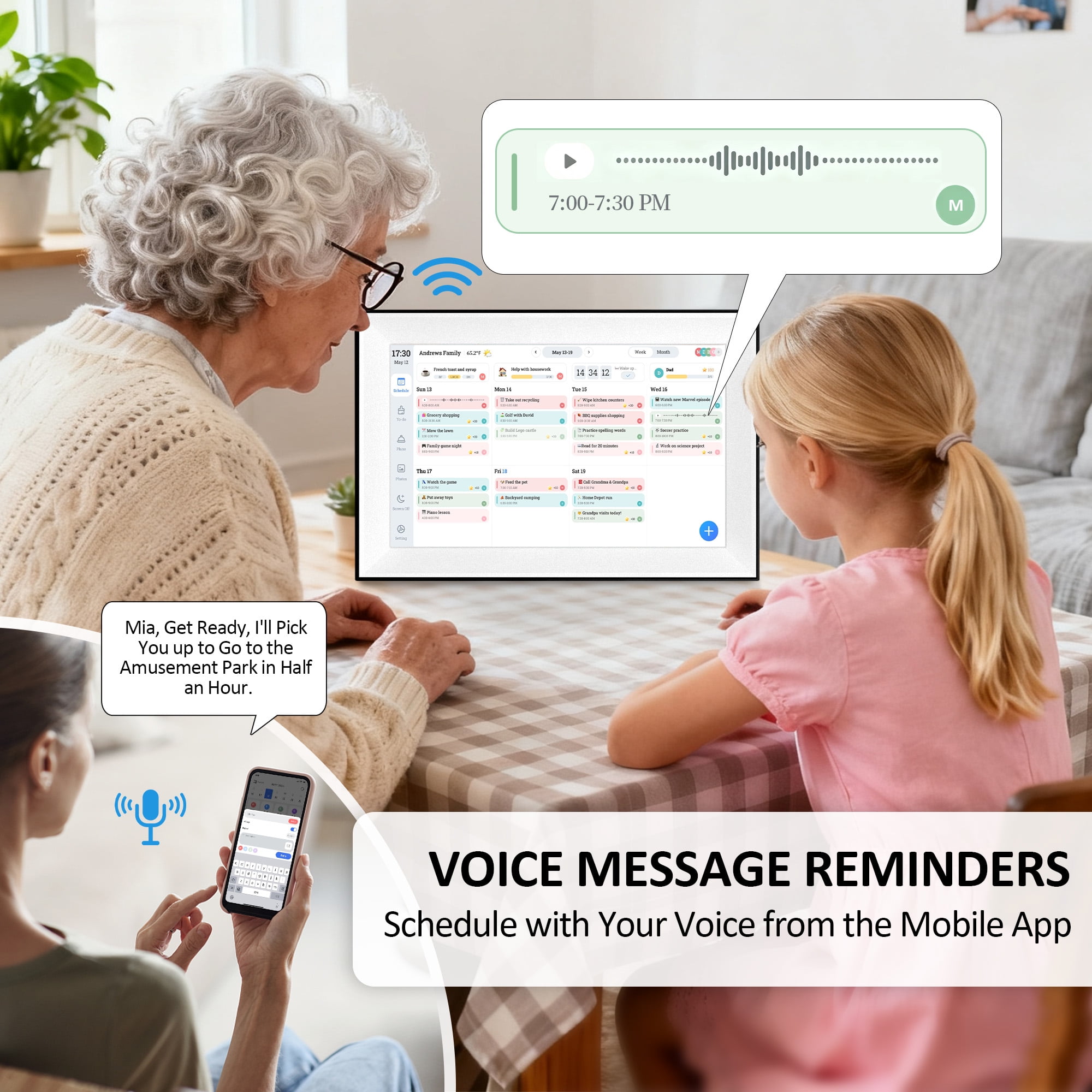 Jazeyeah 10.1" Digital Calendar Planner,Touchscreen Interactive Display for Family Schedules, Achievement Rewards, Meal Planning,