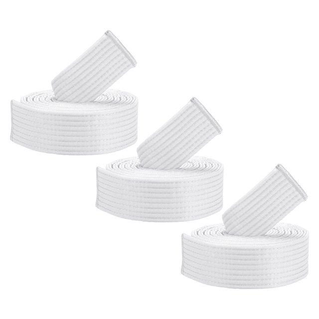 Unique Bargains 6FT Taekwondo Colored Ranking Belts, Polyester / Cotton Men Women Pro for Competition, White 3 Pack