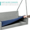 thumbnail image 5 of Best Choice Products Woven Wicker Hanging Porch Swing Bench for Patio, Deck w/ Mounting Chains, Seat Cushion - Gray/Navy, 5 of 7