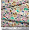 thumbnail image 2 of Soimoi Modal Satin Fabric Camera,Hat & Briefcase Travel Print Fabric by The Yard 42 Inch Wide, 2 of 3