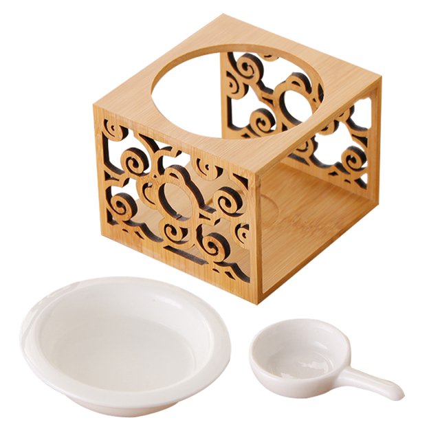 Mobutofu 1 Set Portable Oil Diffuser Brown Bamboo Essential Oil Burner for Home Decor