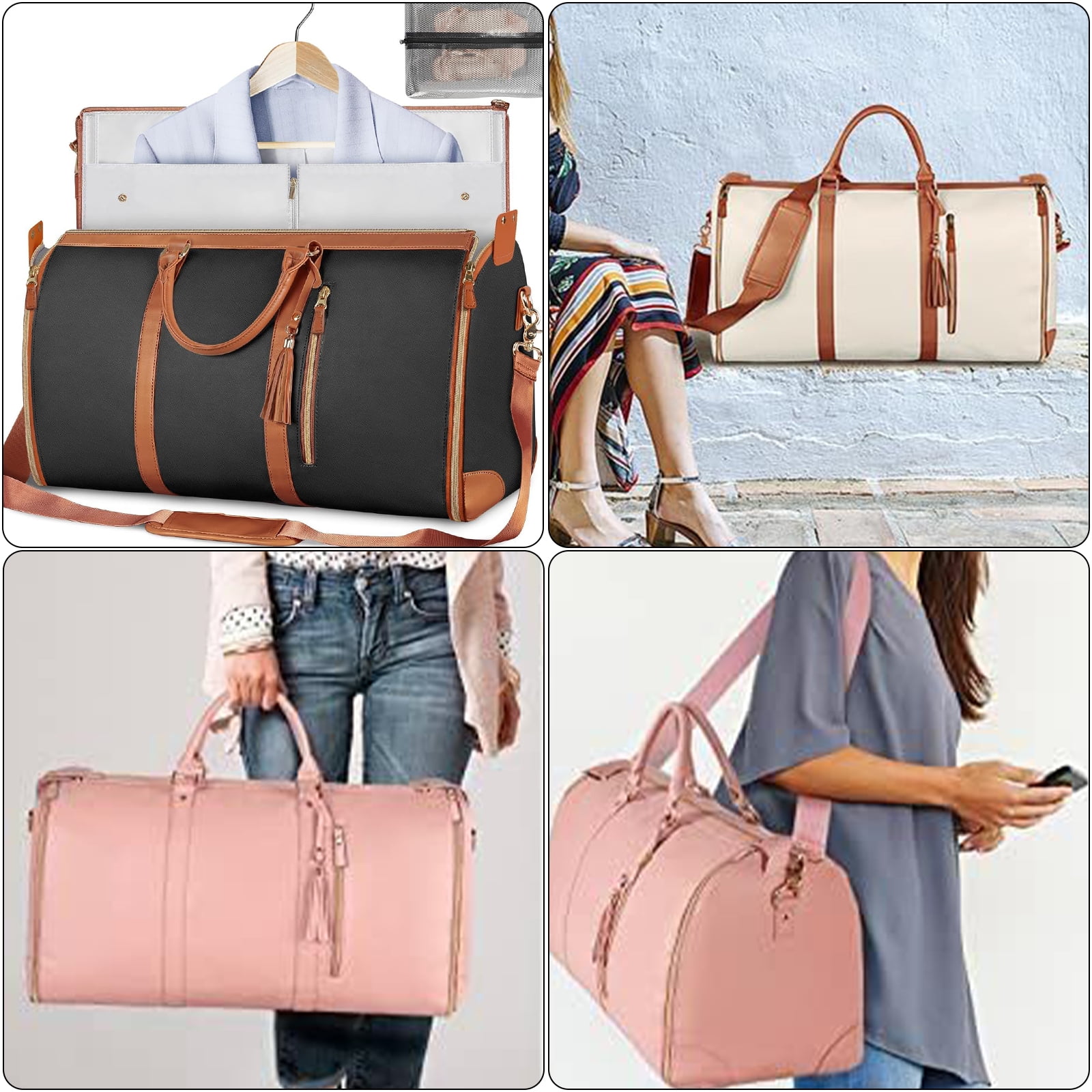Multipurpose Travel Organizers Bag Convertible Garment Bag Large Capacity Waterproof PU Leather Suitcase Suit Bag