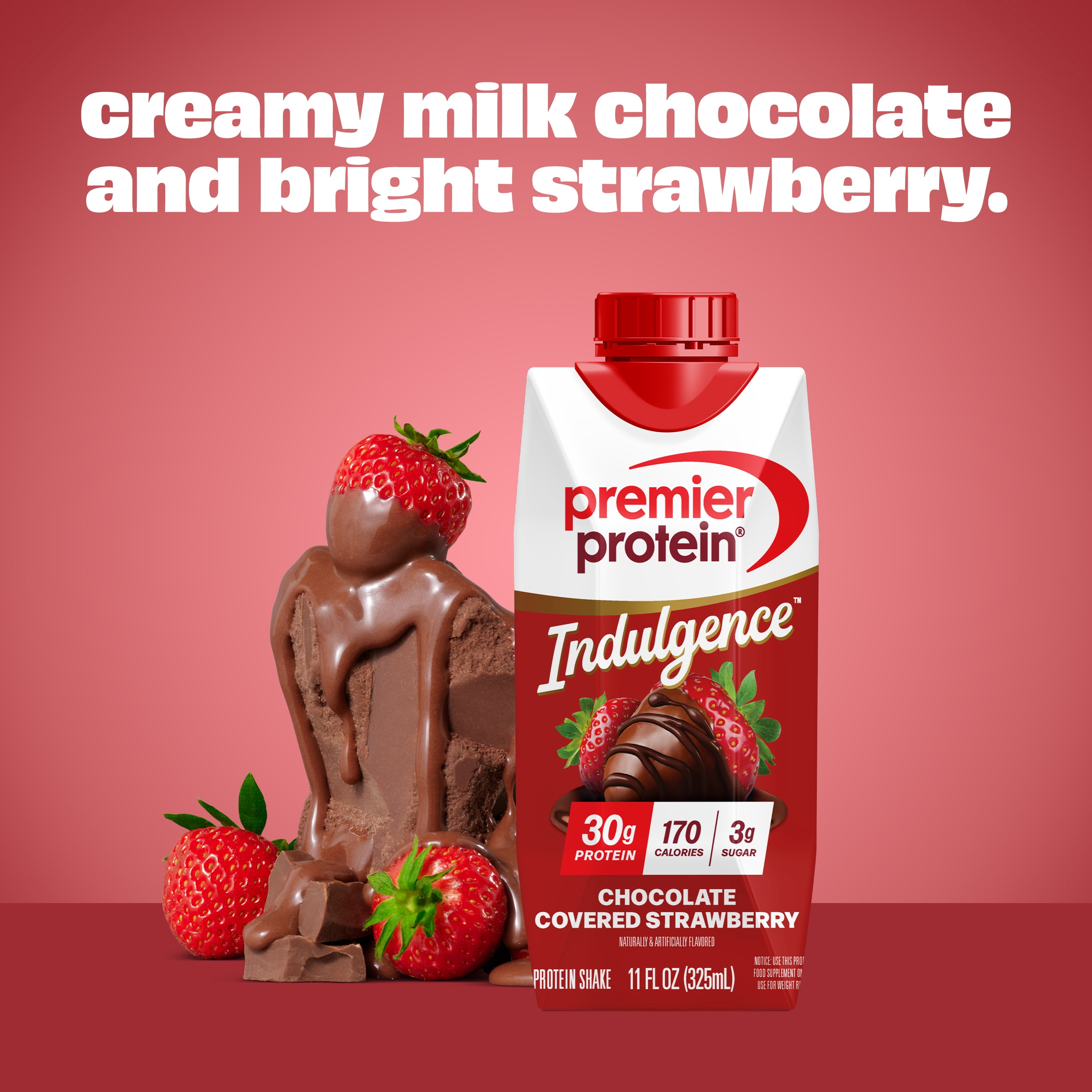 (3 pack) Premier Protein Indulgence Protein Shake, Chocolate Covered Strawberry, 30g Protein, 11 fl oz, 4 Ct