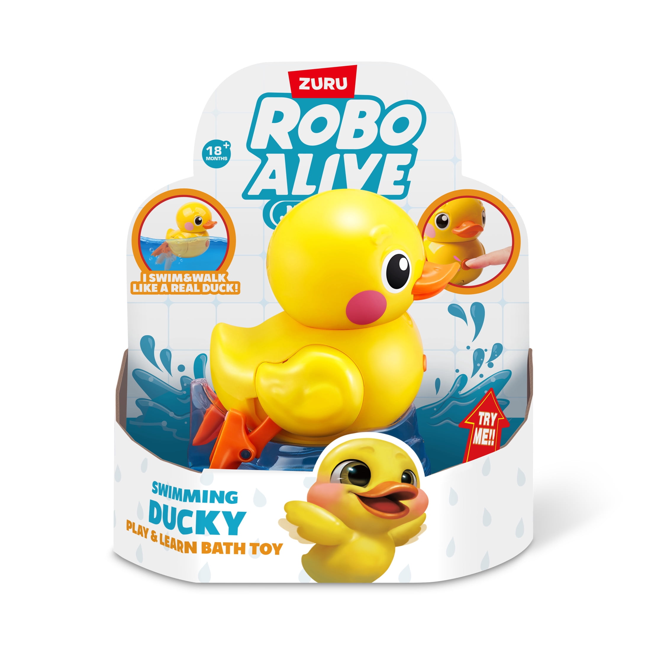 (2 pack) Robo Alive Junior Little Duck Battery-Powered Bath Toy by ZURU, for Child, Teens