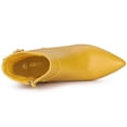 thumbnail image 4 of BLISSFUL STEP Women's Pointy Toe Buckle Stiletto Heels Ankle Boots Yellow 8, 4 of 8