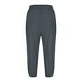thumbnail image 4 of Casual Capris for Women Trendy Plus Size New Womens Casual Color Elastic Loose Pants Straight Wide Leg Trousers with Pocket Style B-16 Dark Gray 3XL, 4 of 6