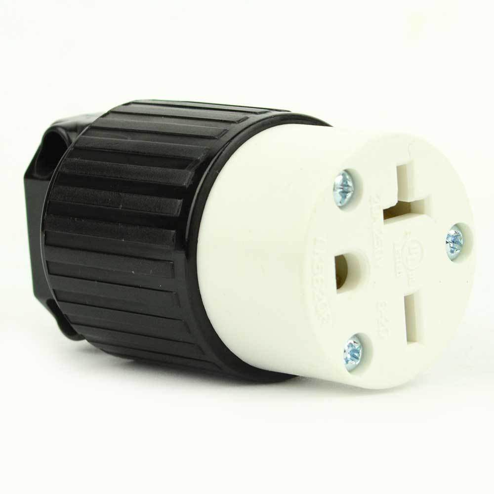Straight Electrical Sideways Female Receptacle 3 Wire, 20 Amps, 250V