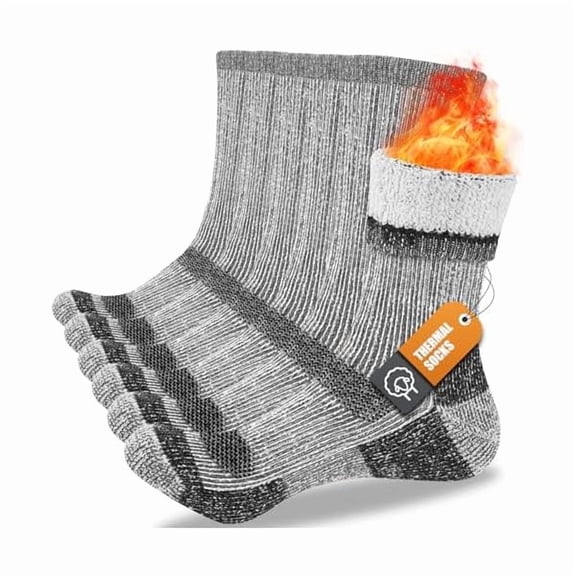 Fu997 Merino Wool Thermal Socks for Men & Women, 3 Pairs Full Cushion Winter Boot Socks for Cold Weather Hiking Work