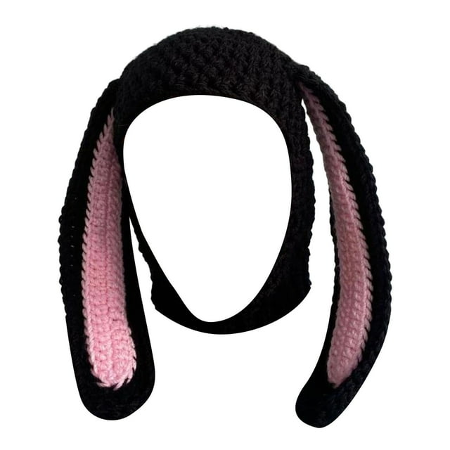 Winter Warm Knit Hoodwith Rabbit Ears for Adults Suitable for Seasonal Outdoor Activities and Everyday Comfort
