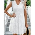 thumbnail image 2 of Summer Saving! Summer Saving! Ashirexll Sundresses for Women, Womens Summer Dresses, Versatile Temperament White Embroidered Fabric Sleeveless V-Neck Dress, 2 of 7