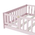 thumbnail image 6 of Alvantor Full Size Floor Bed for Toddler, Solid Wood Floor Bed with Door and Fence Guardrail, Montessori Floor Bed for Boys, Girls, Pink, 6 of 7