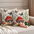thumbnail image 2 of Outdoor Pillow Covers Pack of 2, Farm Mushroom Butterfly Star Waterproof Throw Pillowcase Cushion Cases, Leaves Herbs Retro Linen Decorative Pillow Cover for Couch Sofa Home Bed Patio, 2 of 9