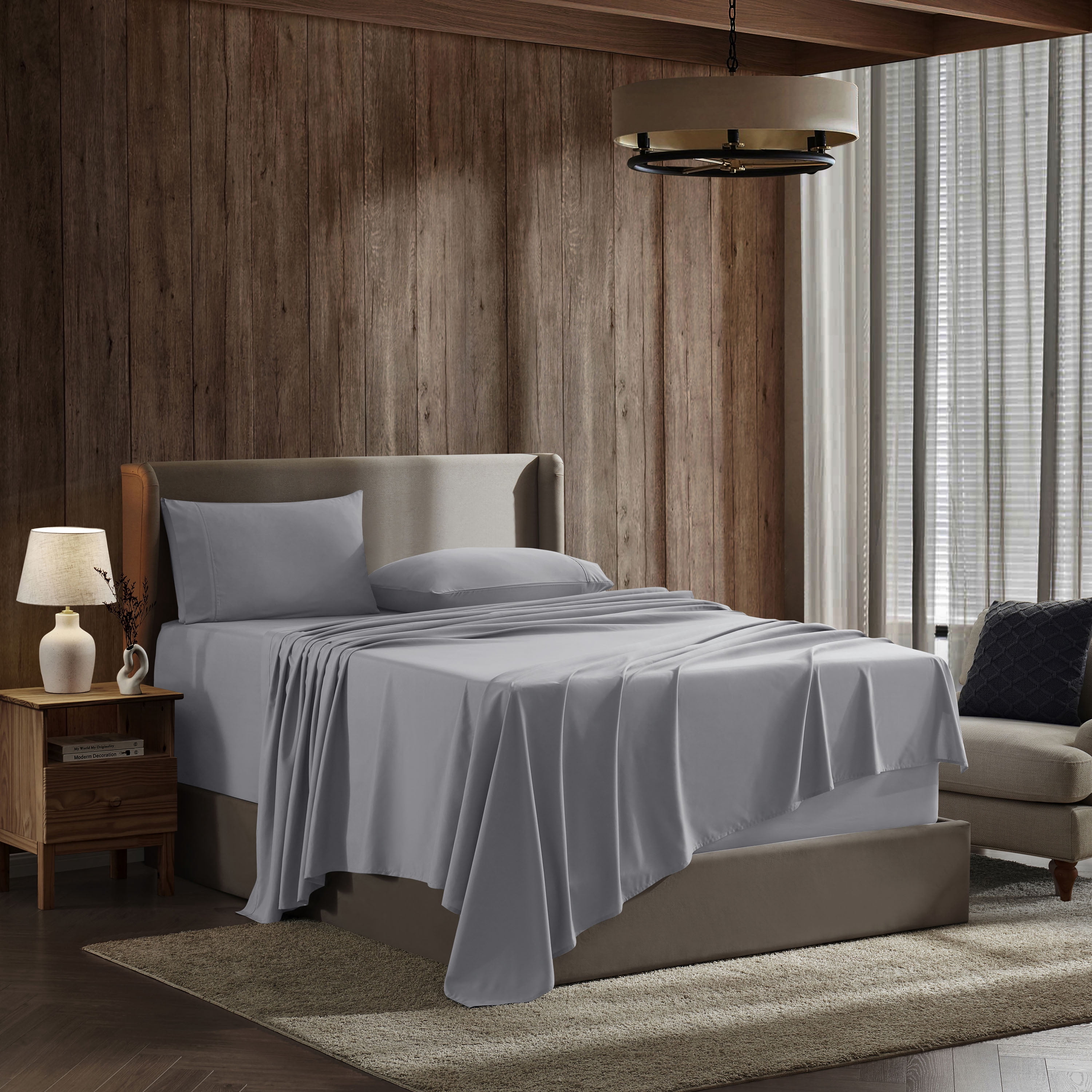 LammaLoe Extra Deep Pocket King Sheets Set, 4 Piece, Fits 18"-24" Mattress, Breathable & Extra Soft Bed Sheets, Gray