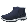 thumbnail image 3 of Rotm Mens Winter Boots Slip On Snow Boots Mens Waterproof Winter Boots Fur Lined Warm Ankle Boots Zipper Closure Slip on Outdoor Boot Comfortable Walking Shoes Blue,10, 3 of 7