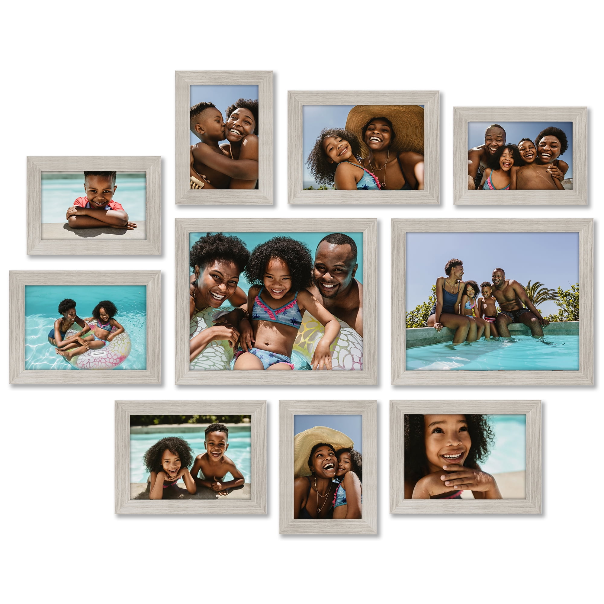 Americanflaf 10 Pack Picture Frame with Shatter-Resistant Glass 8x10, 5x7, 4x6 Gallery Wall Signature - Driftwood