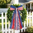 thumbnail image 4 of Yhmxh Large Patriotic Star Ribbons Bow for Wreath, Red White Buffalo Plaid Fabric Ribbons Set American Flag Ribbon Bow for Front Door, Fourth of July 250th Anniversary Decoration for Indoor Outdoor, 4 of 6