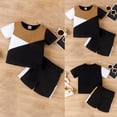thumbnail image 5 of EnJoCho Boy Summer New Casual Boys' Tri Color Spliced Pullover Short Sleeve T Shirt+Spliced Shorts Fashion Two Piece Set Kids School Fashion Suit 0-6 Months, 5 of 6