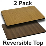 Flash Furniture 2 Pack 30'' x 48'' Rectangular Table Top with Natural or Walnut Reversible Laminate Top