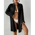 thumbnail image 2 of Bsubseach Black Women Bikini Cover Up Modern Shirt Dress Top Swimwear Coverup, 2 of 6